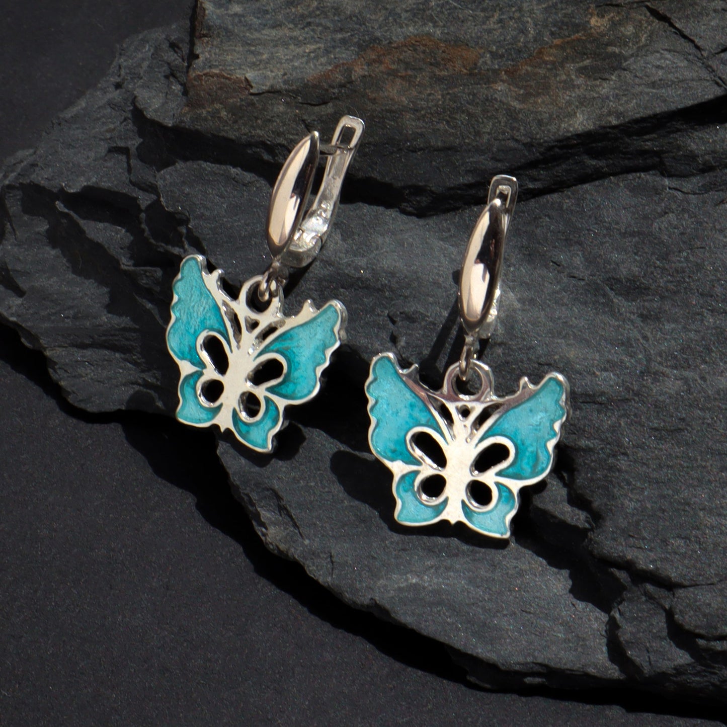 butterfly dangle earrings, handmade sterling silver earrings